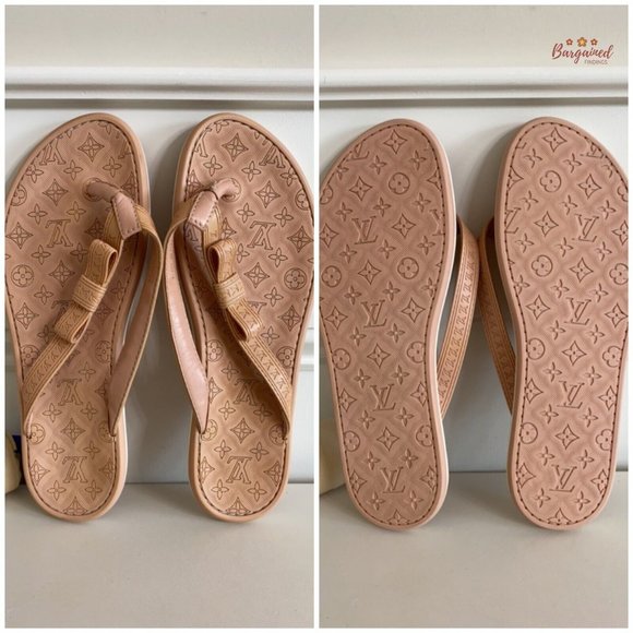Authentic Louis Vuitton Pink Monogram Embossed Rubber Flip Flop Sandals 36.5/6.5 - Picture 8 of 13